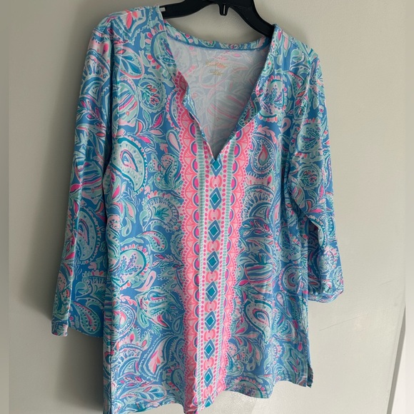 Lilly Pulitzer Vibrant Blue and Pink Tunic - Picture 1 of 7